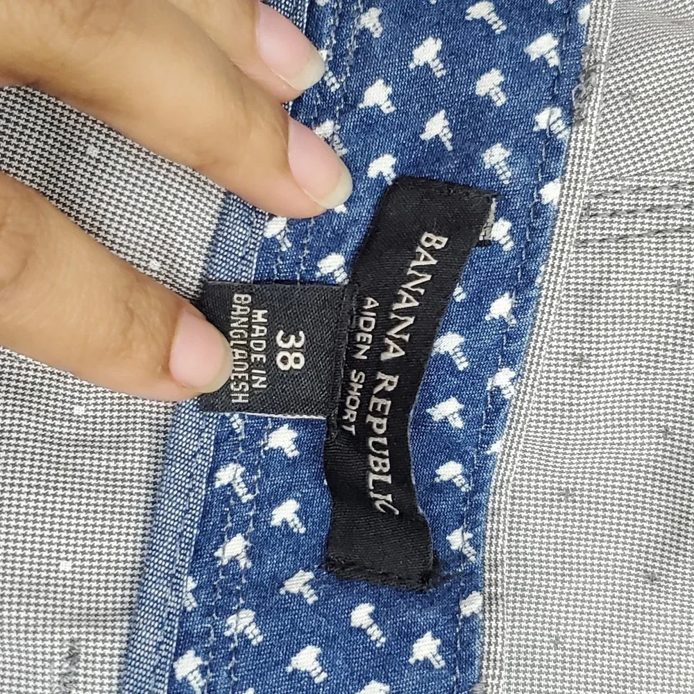 Banana Republic Men Shorts 38 Gray Polka Dot Chino Aiden Short‎ Button 9.5